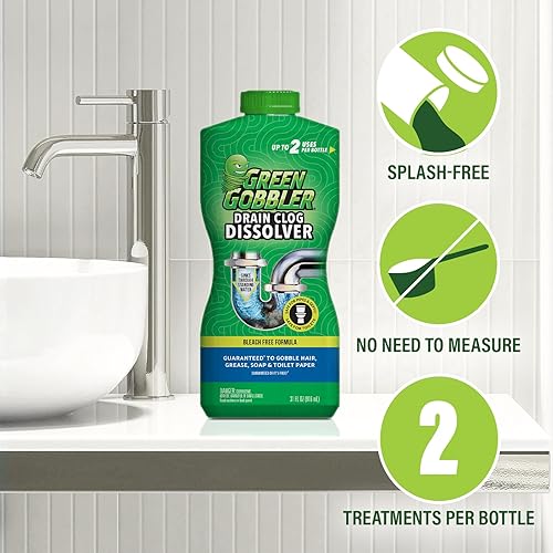 Green Gobbler Liquid Hair Drain Clog Remover Cleaner, For