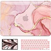 B BELK Compatible with MacBook Air 13 inch Case 2026 2025 2024 2023 2022 M4 M3 M2 A3240 A3113 A2681, Plastic Hard Shell Case for MacBook Air 13.6 inch + Keyboard Cover + Screen Protector, Pink Marble