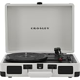 Crosley CR8005DP-WF Cruiser Plus Record Player, White Farmhouse | 3-Speed Turntable, Bluetooth In / Out, Built-in Stereo Speakers, Isolated Internal Speakers Minimize Vibration