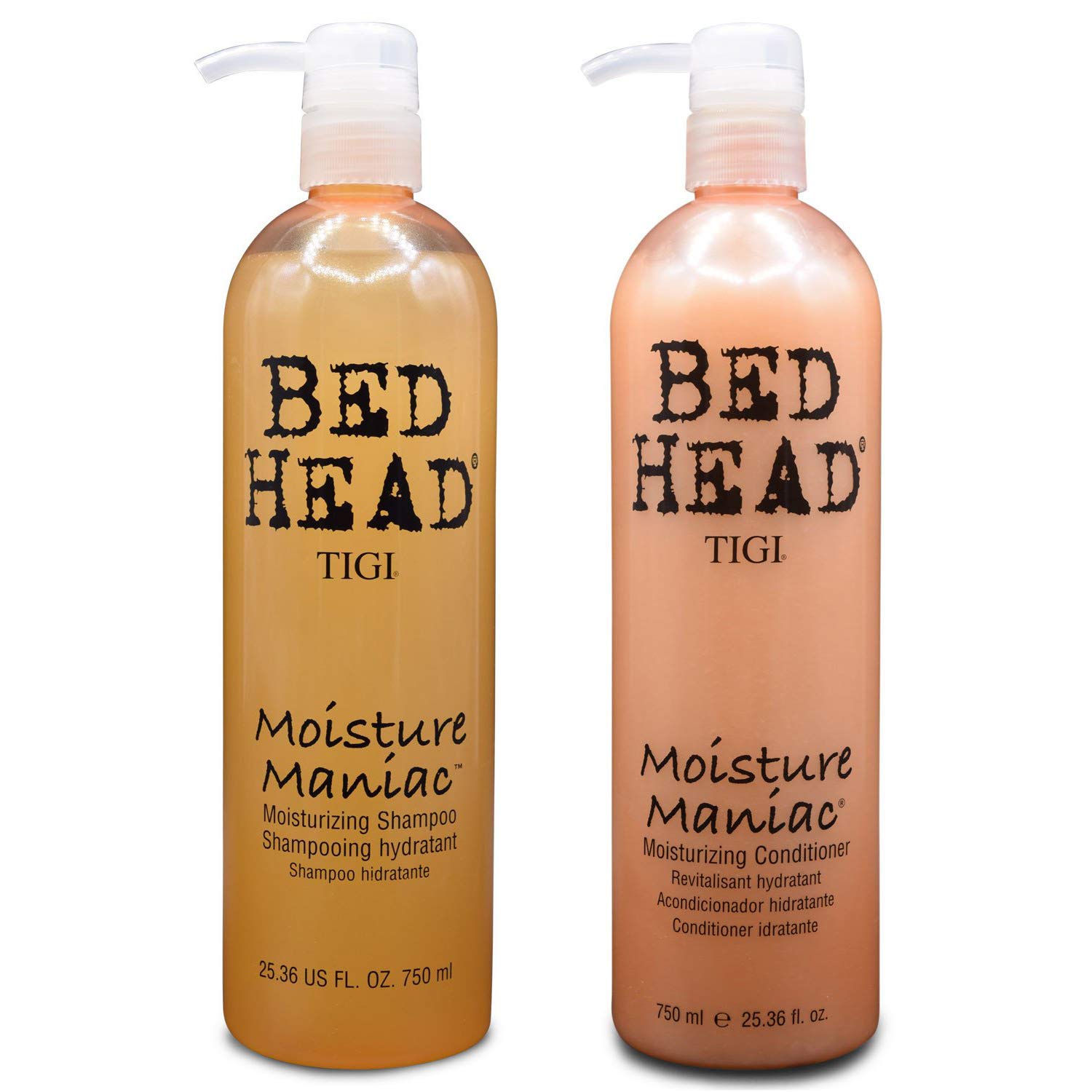 Amazon Com Tigi Bed Head Moisture Maniac Moisturizing Shampoo 25 36oz 750ml Moisturizing Conditioner 25 36oz 750ml Shampoo And Conditioner Sets Beauty