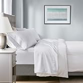 Madison Park 1000 TC Cotton Blend Sheet Set, King Size Bed Set White 4 Pcs | Elastic Deep Pocket Fits up to 18" Mattress, All Season, Soft &amp;Breathable Sheet, HeiQ Smart Temperature, Matching Pillowcase