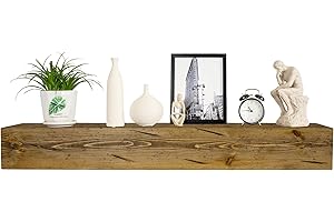XWNE Fireplace Mantel,54 inch Rustic Wood Floating Mantel Shelves for Electric Fireplaces,Solid Wood Farmhouse Mantle for Over Fireplace-Distressed Walnut-54x8x6