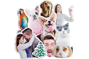 Custom Pet Pillows with Photo, Personalized Dog Cat Face Pictures Shaped Pillow, Customized Stuffed Animal Pet Picture Pillow