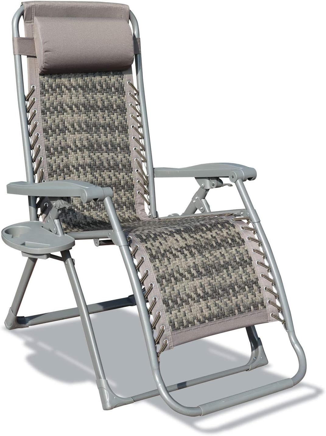 folding padded chaise lounge on Amazon Com Goldsun Outdoor Rattan Folding Reclining Sun Lounger Zero Gravity Wicker Chaise Lounge Chair For Garden Patio Beach Porch Dark Grey Kitchen Dining