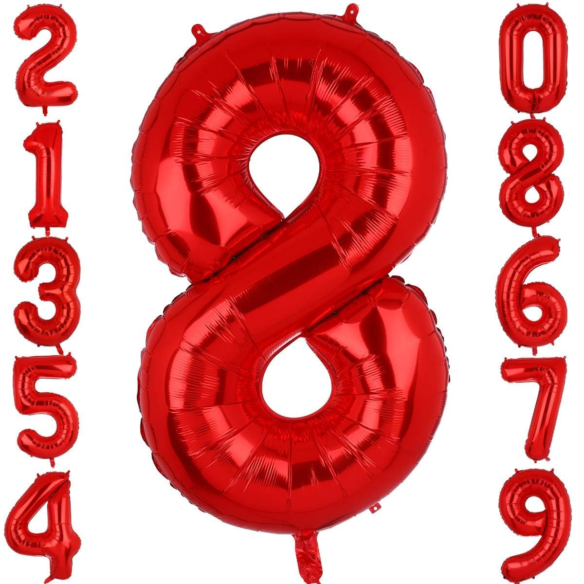 40 Inch Large Foil Number 8 Balloons Red Big Mylar Helium Balloon Birthdays Party Decorations Supplies