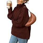 PRETTYGARDEN Women's 2025 Fall Oversized Sweaters Turtleneck Casual Long Sleeve Chunky Knit Pullover Tops Winter Clothes