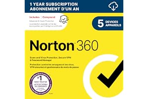 Norton 360 2026, Antivirus software for 5 Devices – Includes Advanced AI Scam Protection, VPN and PC Cloud Backup [Download]