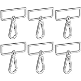 YELARXI Swivel Snap Hooks, Metal D Ring Keychain Lanyard Clip Hook Lobster Clasp Claw Push Gate Clip - Fitting for(Purse Making - Sewing - DIY Crafts) 6 Pcs & 2" & Silver White