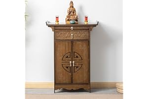 PLMOKN Altar Table Solid Wood Meditation Table Chinese Style Buddhist Table Incense Table Altar Buddha Cabinet Home Storage Table Porch Table Shrine Ofrenda Table (31.5 Inch)