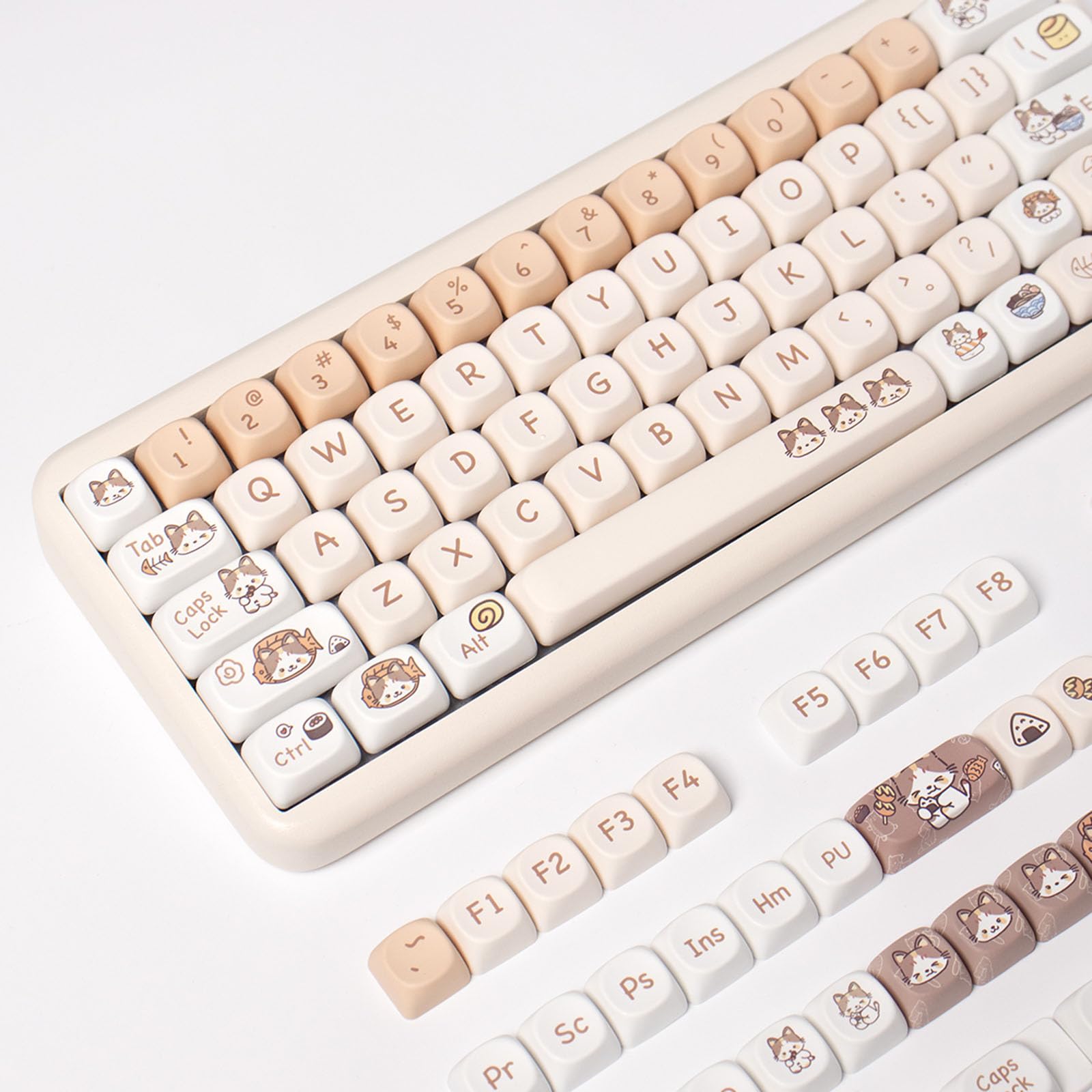 thumbnail image 2 of SUEHIODHY PBT Cat Keycaps Set - 144 Keys, MOA Profile, Dye-Sublimation, For Cherry/Gateron MX Mechanical Keyboards 2 of 11