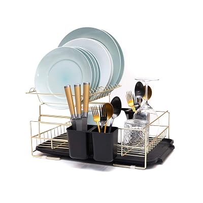 Buy Gold Dish Drying Rack, 2 Tier Dish Drying Rack - Large Dish Rack ...