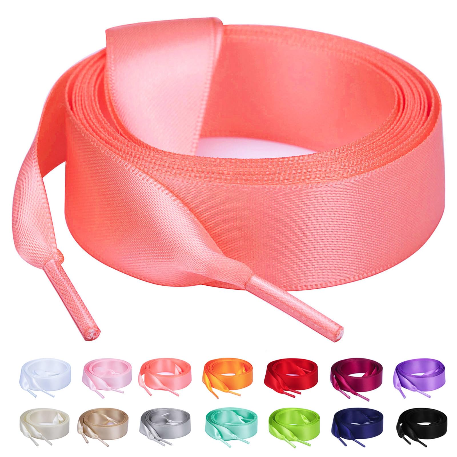 Booyckiy Flat Colorful Satin Ribbon Shoelaces