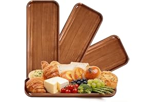 Voittozege 14" x 5.5" Solid Acacia Wood Serving Trays, 3 Pack Rectangular Wooden Serving Platters for Food, Wood Serving Plat