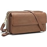 Lanyani RFID Crossbody Wallet Wristlet Purse with Phone Pocket For Women Vegan Leather
