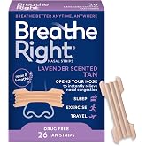 Breathe Right Nasal Strips, Relieves Nasal Congestion, Lavender Scent, Tan | Opens nose and increases nasal airflow, helps reduce snoring caused by nasal congestion, for use anytime, anywhere, 26 ct