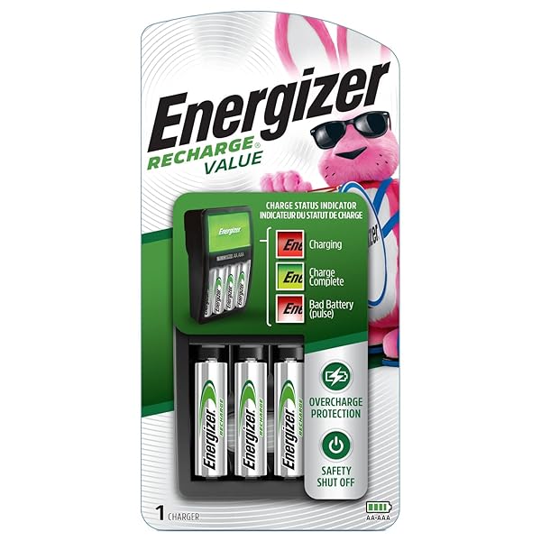ENERGIZER RECHARGE VALUE CHARGER FOR NIMH RECHARGEABLE AA AND AAA BATTERIES