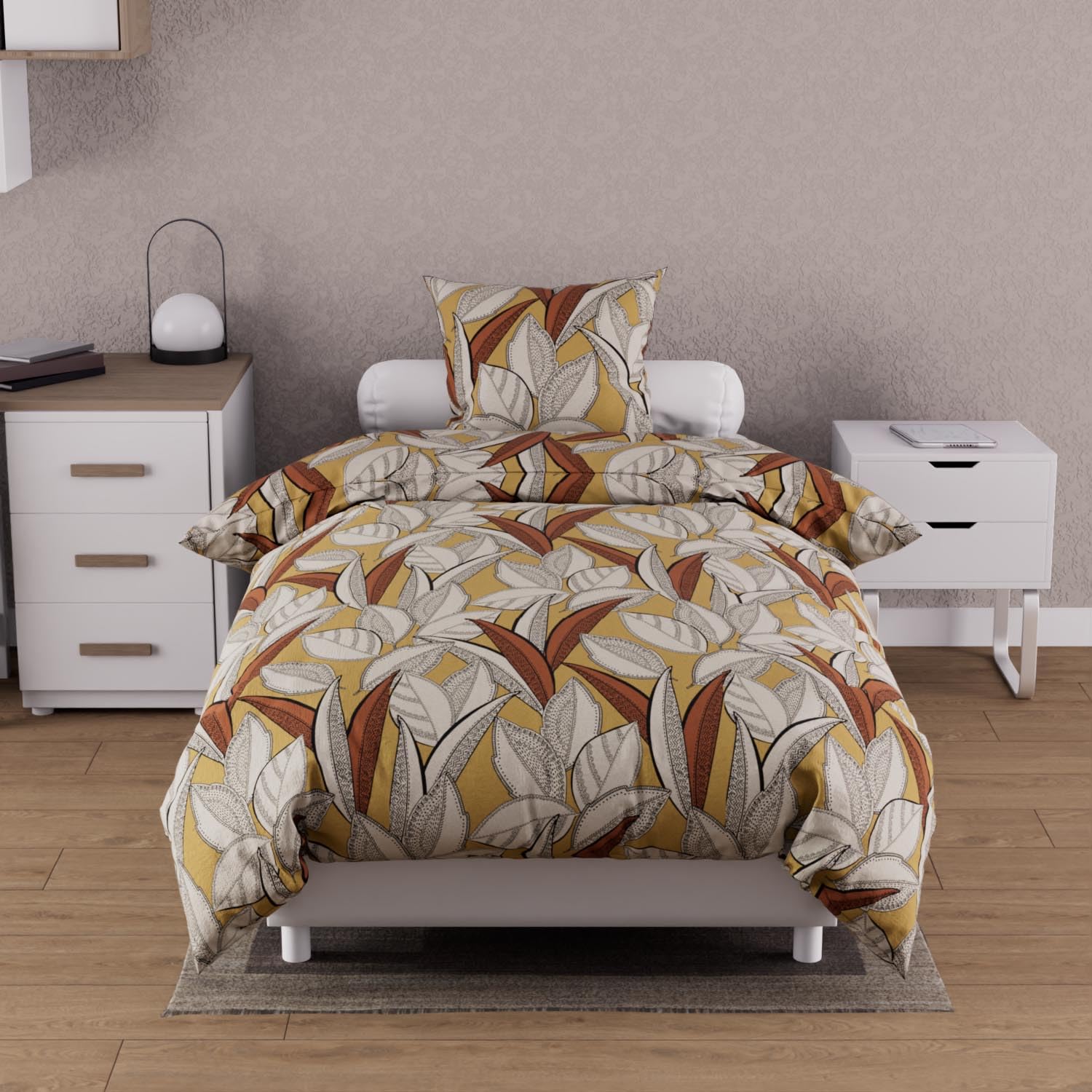 Soleil d'ocre, Togo Mustard Cotton Duvet Cover Set, 57 Thread Count, 140 x 200 cm — image 1