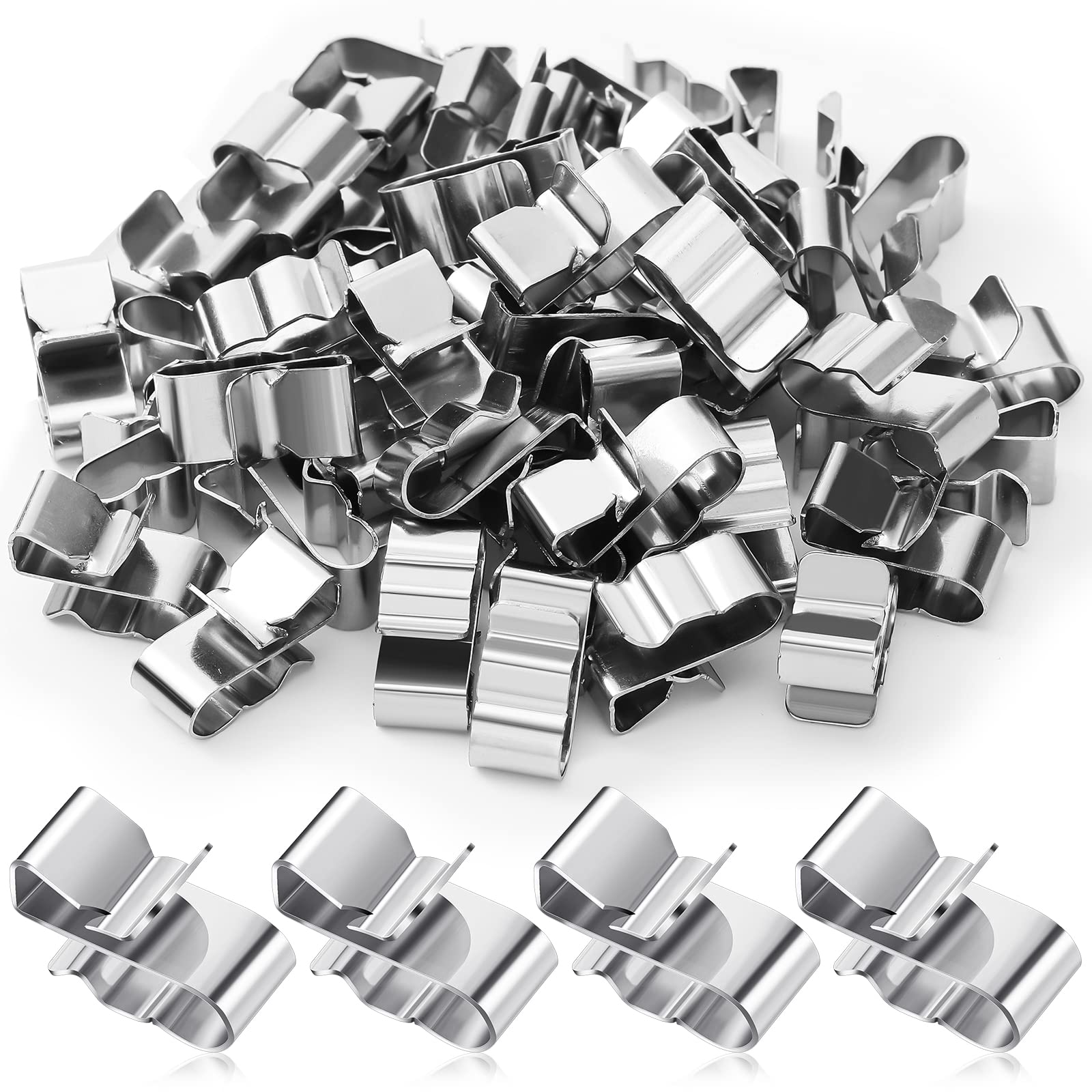 Photo 1 of Zhengmy 50 Pcs Trailer Frame Wire Clips Stainless Steel Metal Cable Clips 22.5 mm/ 0.89 Inch Solar Panel Double Wire Clamps Trailer Clamps for PV Wiring Boat Cable
