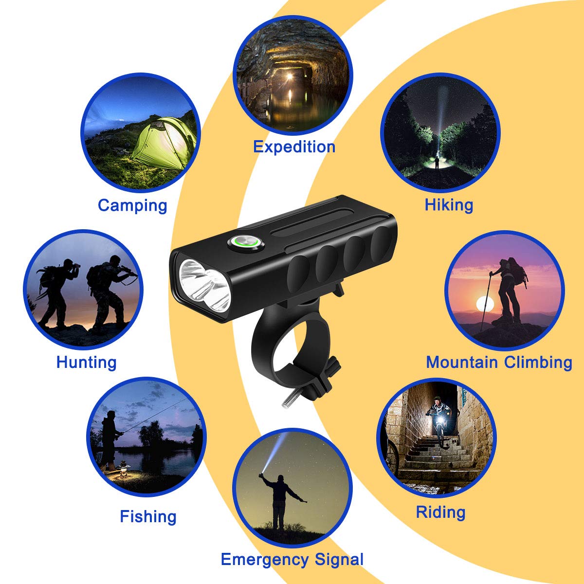 LED Bike Light Set,USB Rechargeable Bicycle Lights Headlight Front and Back Rear Tail Light, Built in 2600 mAh Battery Super Bright Waterproof Safety Flashlight For Mountain Road Kids Men Cycling