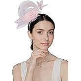 BABEYOND Fascinators Hats for Women - Tea Party Hats Kentucky Elegant Tulle Feather Bridal Wedding Headband with Hair Clip