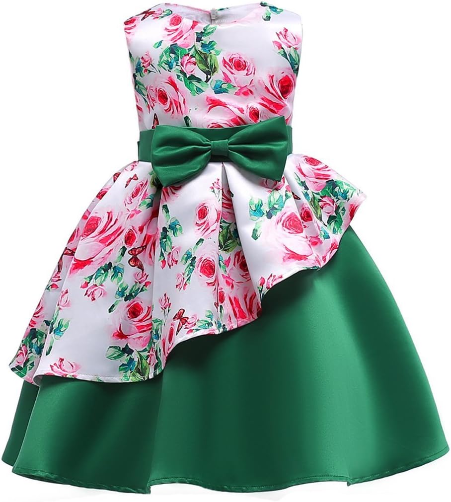Girls Special Occasion Flower Dresses Kids Floral Print Party Dress