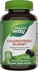 Nature’s Way Chlorofresh Chlorophyll Gummies, Supports Healthy Skin and Body Detox*, Internal Deodorant*, Orchard Fruit Flavo