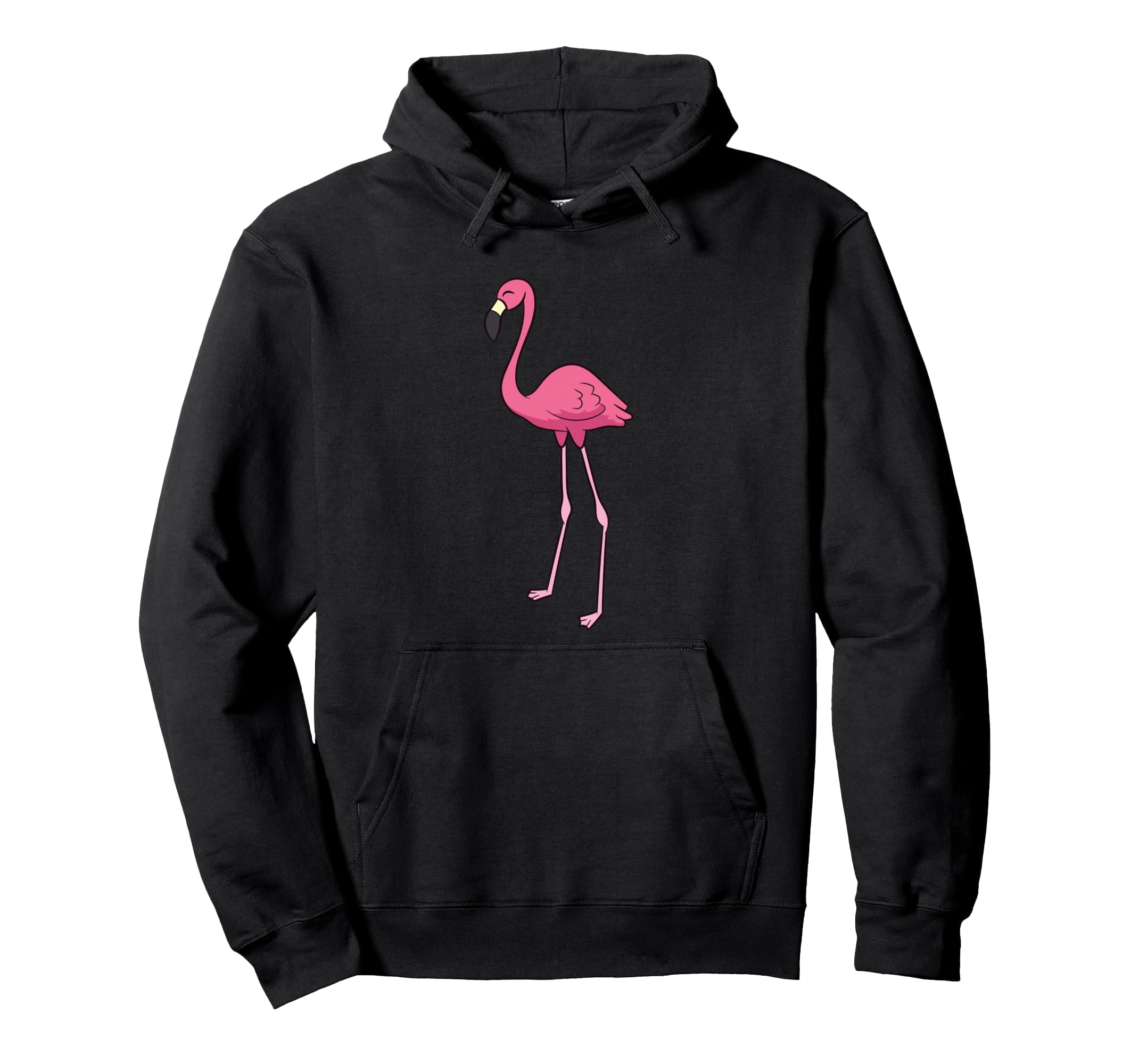 Cute Flamingo Bird Pink Flamingo Pullover Hoodie, Adult Unisex, Black, Large