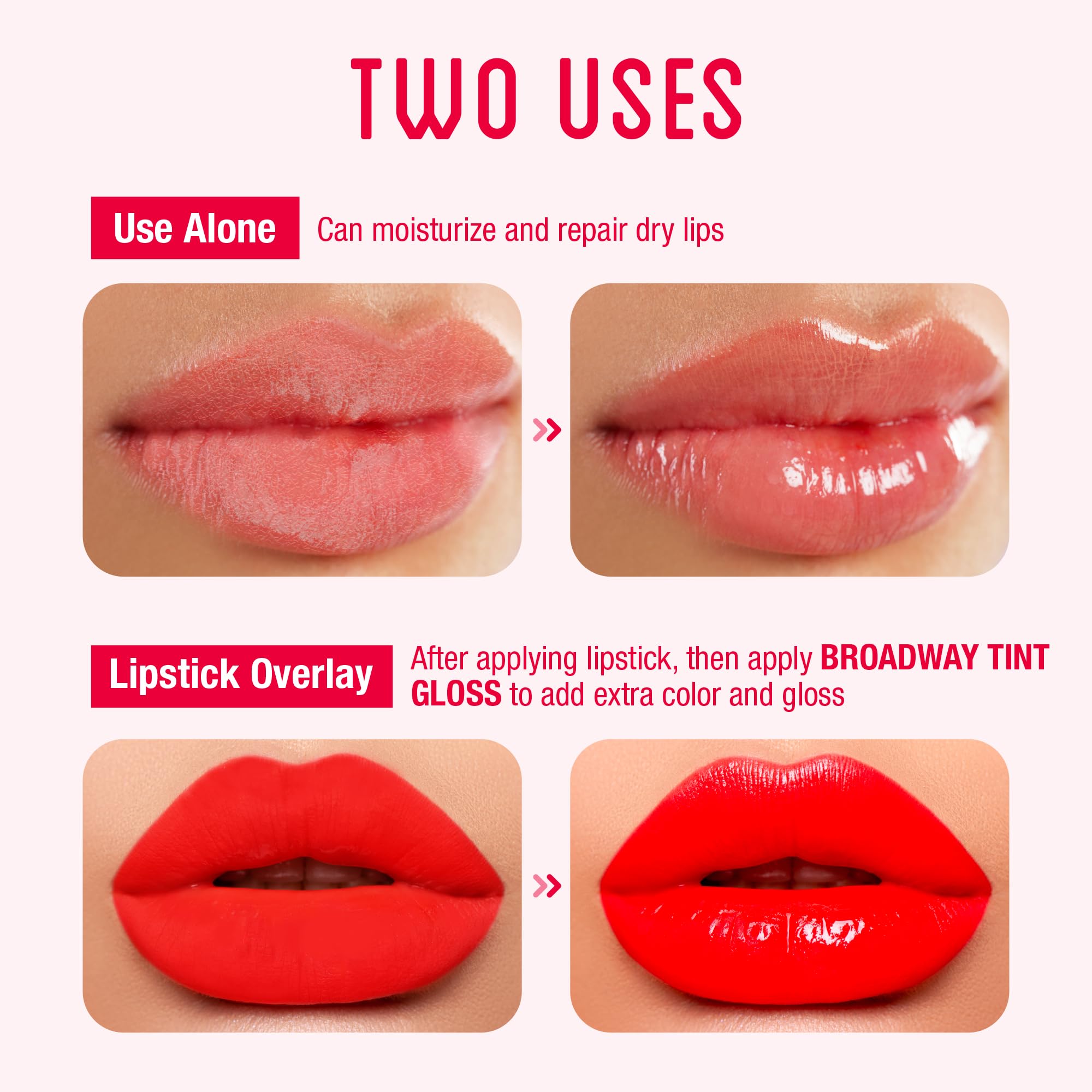 Ruby Kisses Broadway Vita-Lip Tinted Lip Gloss Set (3 Pack Cocoa, Butter, Chocolate) Ultra-Hydrating Coconut + Jojoba Oil & Soothing Formula with Vitamins, High-Shine Non-Sticky Finish Lip Balm