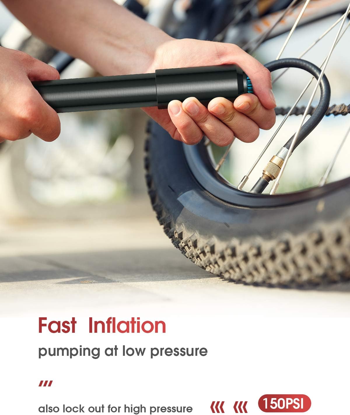 Portable Mini Bike Pump, Bicycle Tire Air Small Pump Hand Inflator Fits Presta & Schrader Valve, 150PSI Fast Inflation for Road, Mountain, BMX Bikes : Sports & Outdoors