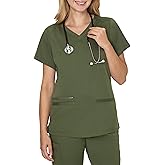 Hanes Womens Hanes Women's Premium Scrubs Top with Pockets, Comfort Fit Scrubs for Women, Nurse Essentials
