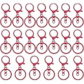 PATIKIL Lobster Claw Clasps Keychain, 20 Pcs Metal Lobster Clasp Hook with Swivel Trigger Clips Flat Split Keychain Ring for Jewelry DIY Craft Key Chain Accessories, Rose Red
