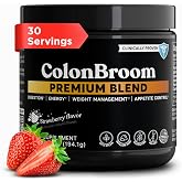 ColonBroom Premium Psyllium Husk Fiber Powder, Strawberry, 30 Servings | Weight management drink for bloating relief and gut health; colon cleanse, gluten free, non-GMO, easy to mix*