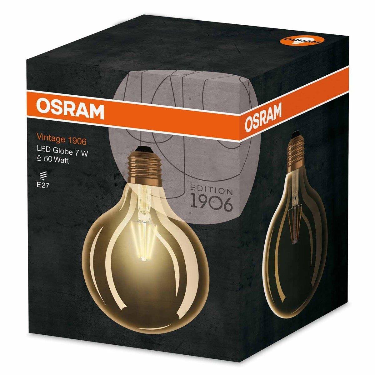 Osram Ball Shape Vintage Edition 1906 LED Lamp, Glass, Warm White, E27, 7 W