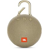 JBL Clip 3, Desert Sand - Waterproof, Durable & Portable Bluetooth Speaker - Up to 10 Hours of Play - Includes Noise-Cancelling Speakerphone & Wireless Streaming