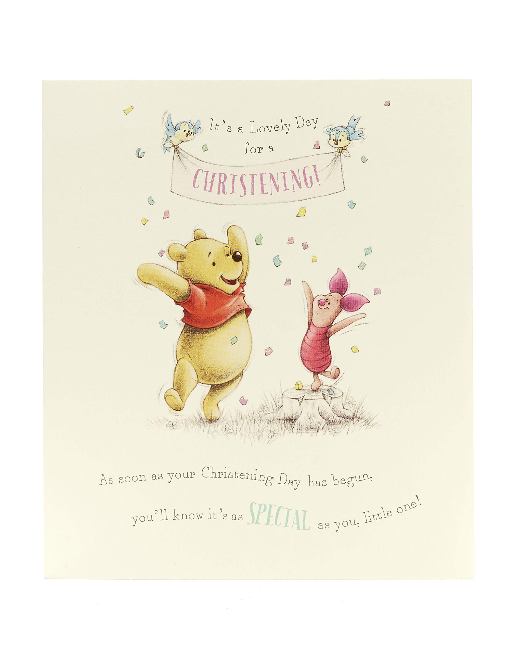 Congratulations Christening Card - Christening Day Card, Winnie The Pooh and Piglet - Ideal Gift Card for Christening - Disney
