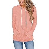 FEEKEKE Women's Long Sleeve Hoodies Tops Lightweight Hooded Sweatshirts Pullover Casual Tunic Shirts with Pocket