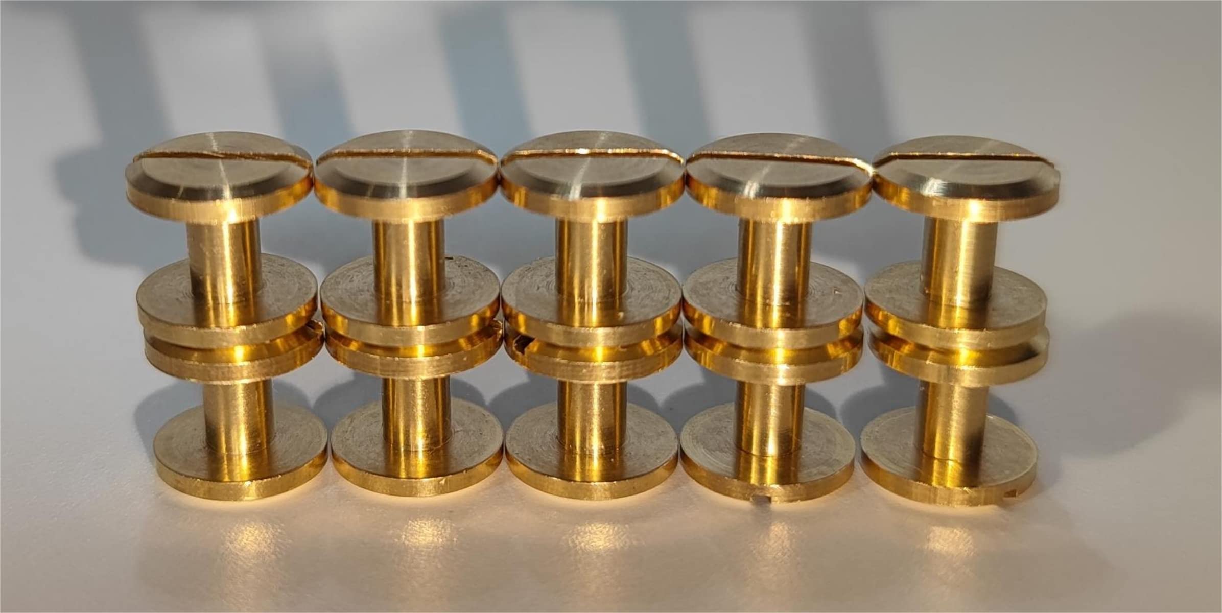 feedal 10 Set 6mm Brass Button Studs Rivets Screwback Screw Leather Brass Copper Wallet Craft Solid Screw Nail Rivet Double Flat Head Belt Rivets