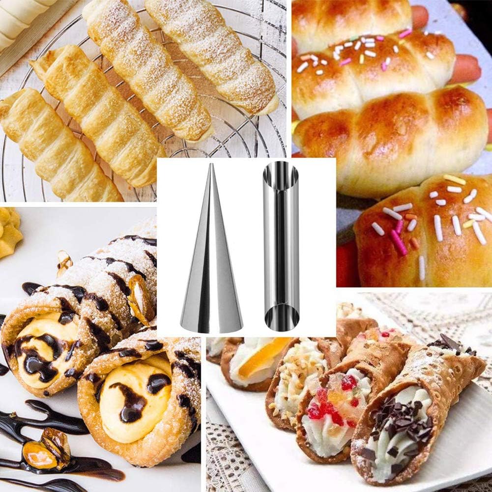 Cream Horn Molds BETOY 20PCS Cannoli Moulds Stainless Steel Cannoli Form Tubes Cream Roll Mold Screw Croissant Mold Cone Tubular Shaped Mold for Cannoli Tubes Croissant Baking Forms Mould - Image 3