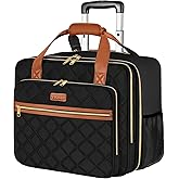 Ytonet Rolling Laptop Bag, 17.3 Inch Rolling Briefcase for Women, Water Resistant Computer Bag with Wheels for Work Travel College Business Overnight Wife Mom Teacher, Black Brown