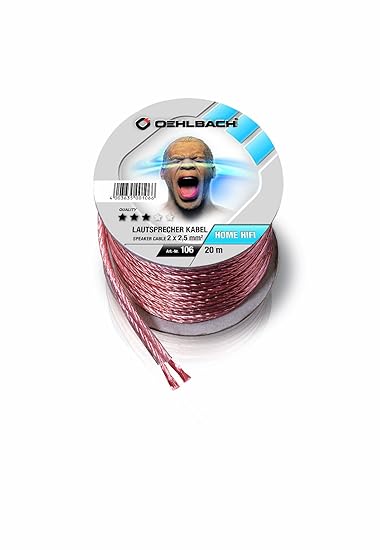 Oehlbach Speaker Wire SP-25, Stereo HI-FI Lautsprecherkabel, Boxenkabel mit OFC (sauerstofffreies Kupfer) 2x2,5 mm Mini Spule