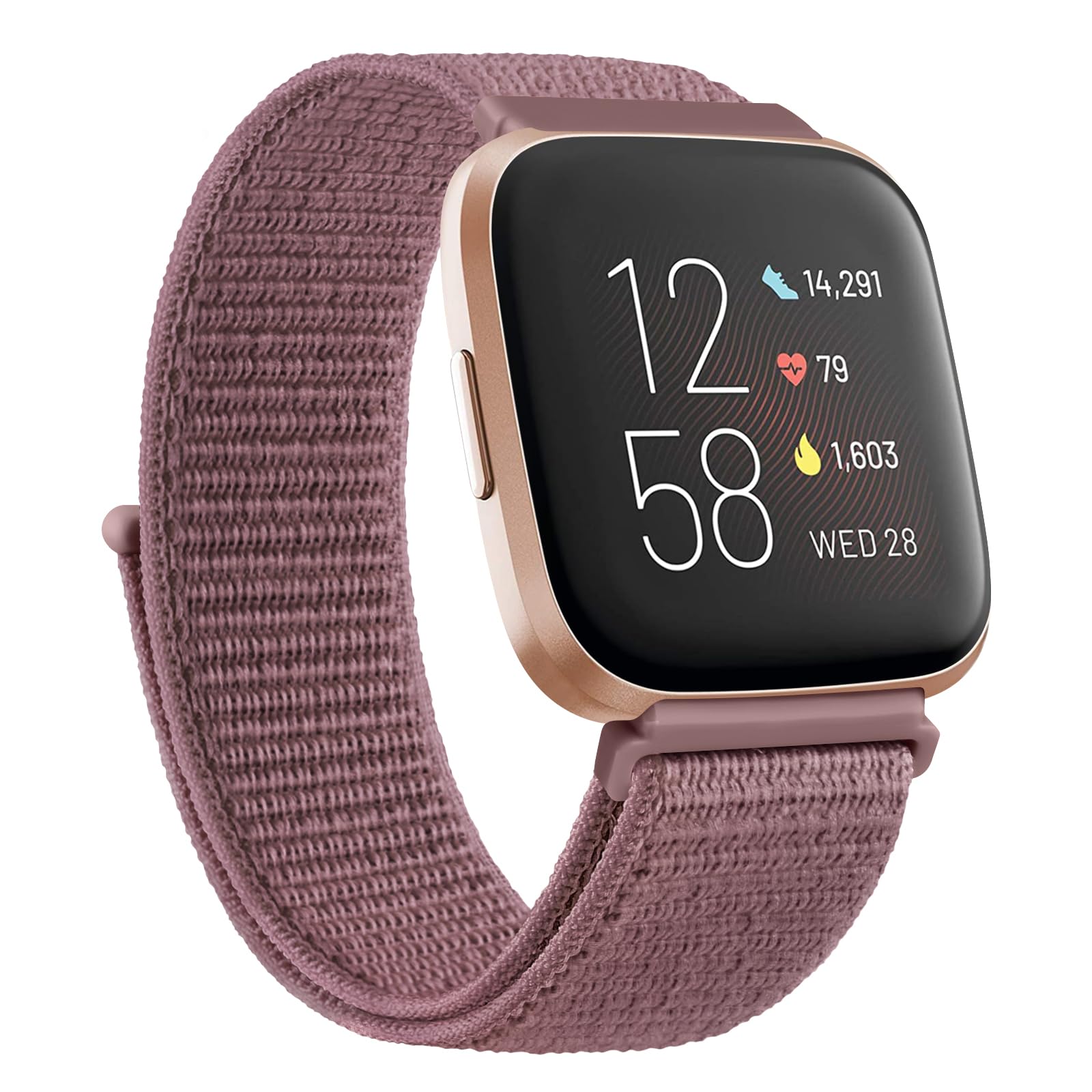 AMCC Nylon Strap compatible with Fitbit Versa 2 / Fitbit Versa/Versa Lite/Versa SE for Women Men, Adjustable Nylon Soft Breathable Sport Replacement Wristbands (Smoke Purple)