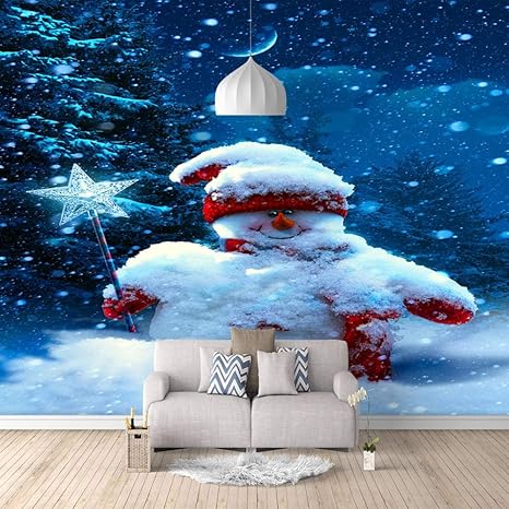 Amazon クリスマスカスタム写真の壁紙3d 雪だるまは魔法 の壁の装飾リビングルームの寝室の壁紙の壁の壁画の壁紙テレビのソファの背景家の装飾壁画 1x100cm 47x39inch ウォールステッカー オンライン通販