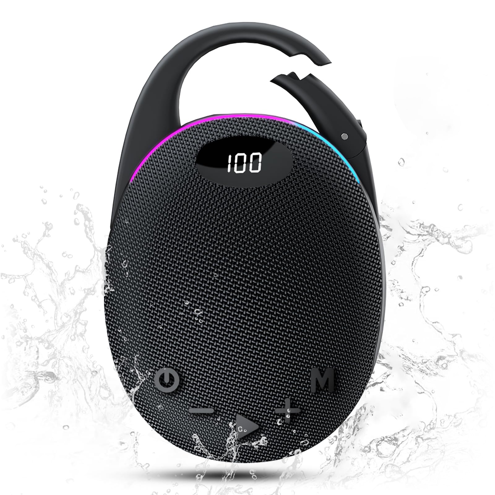 Photo 1 of Portable Mini Bluetooth Speaker with HD Sound, LED Power Display, Big Pro Sound with Punchy Bass,Integrated Carabiner, 25H Playtime, Colorful RGB Lights, TWS pairing,Outdoor/Party/Travel, Gift Ideas