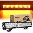 Nilight LED Light Bar 20 Inch 126W Spot Flood Combo Amber Beam Off Road Lamp Fishing Hunting Emergency Deck Work Lighting for Trucks UTV Pick-up Van Boat Tractor
