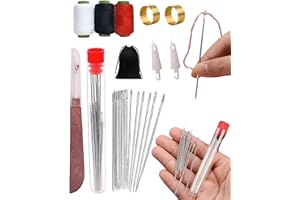 INENDLY 34PCS Big Eye Steel Sewing Needles Kit - Long & Thin Handmade Quilting & Sewing Needles Kit for DIY Sewing, Portable Stainless Steel Needles for Hand Sewing Set with 25 Steel Needles(1 Set)