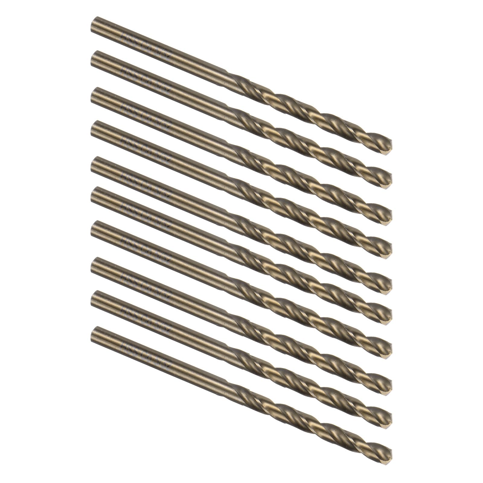 Kozelo 12PCS Twist Drill Bit - [5/32"] M35 High-Speed Steel Cobalt Round Shank Jobber Bit Set Dark Gold for Metal Wood Plastic Steel Use, 40mm / 1.57" Blade Length