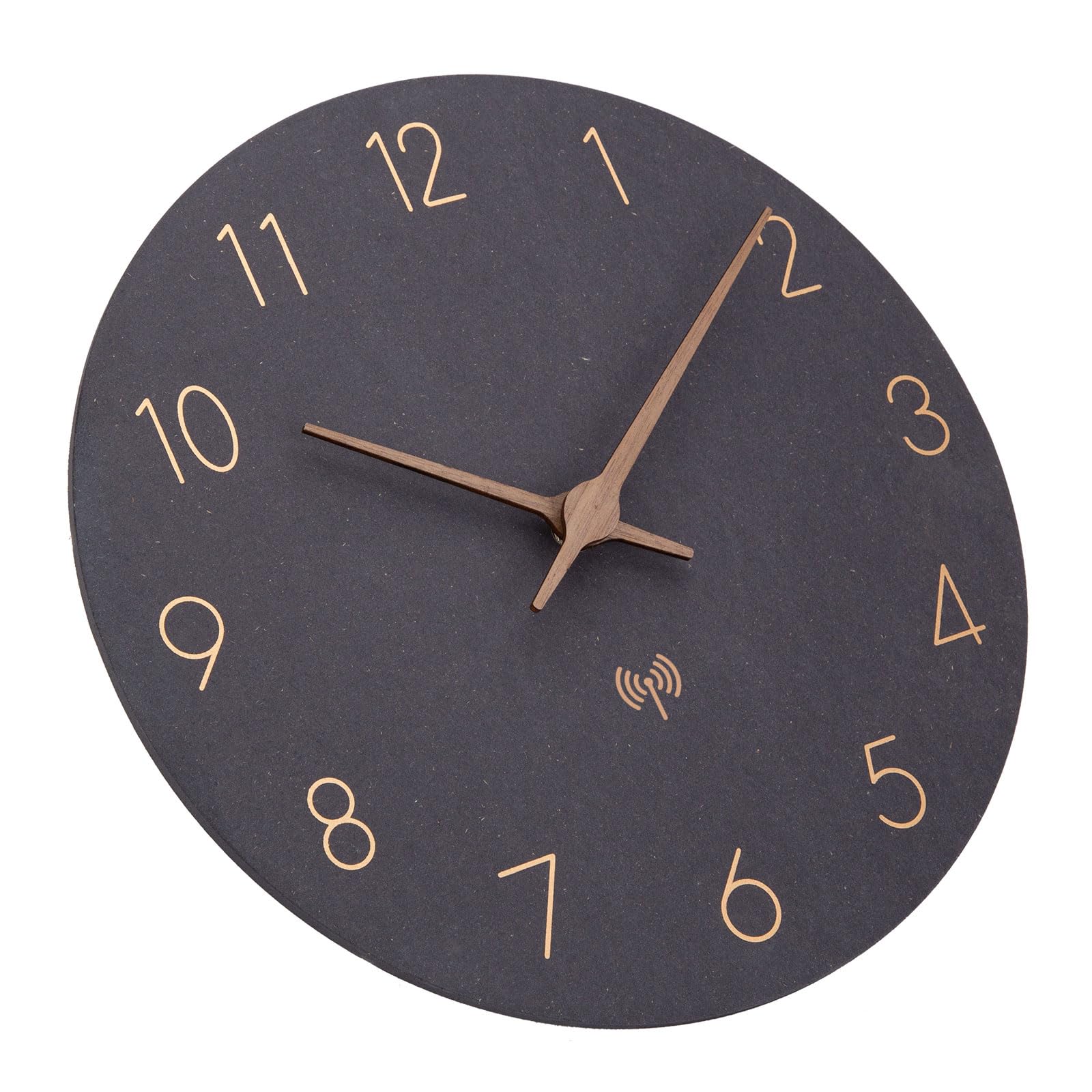 ACCSHINE MDF Holz Funkuhr Wanduhr Ohne TickgeräUsche Lautlos 30cm Quarz Batterie Groß Wanduhren Einfach zu Lesen für Zimmer Zuhause KüChe Schlafzimmer Büro Schule (Schwarz) 3