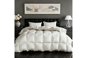 DOWNFORT Goose Down Fiber Comforter King Size, 100% Cotton Luxurious Hotel Duvet Insert for All Season, Fluffy and Cozy with 8 Corner Tabs Medium Warmth 106 x 90 Inch White