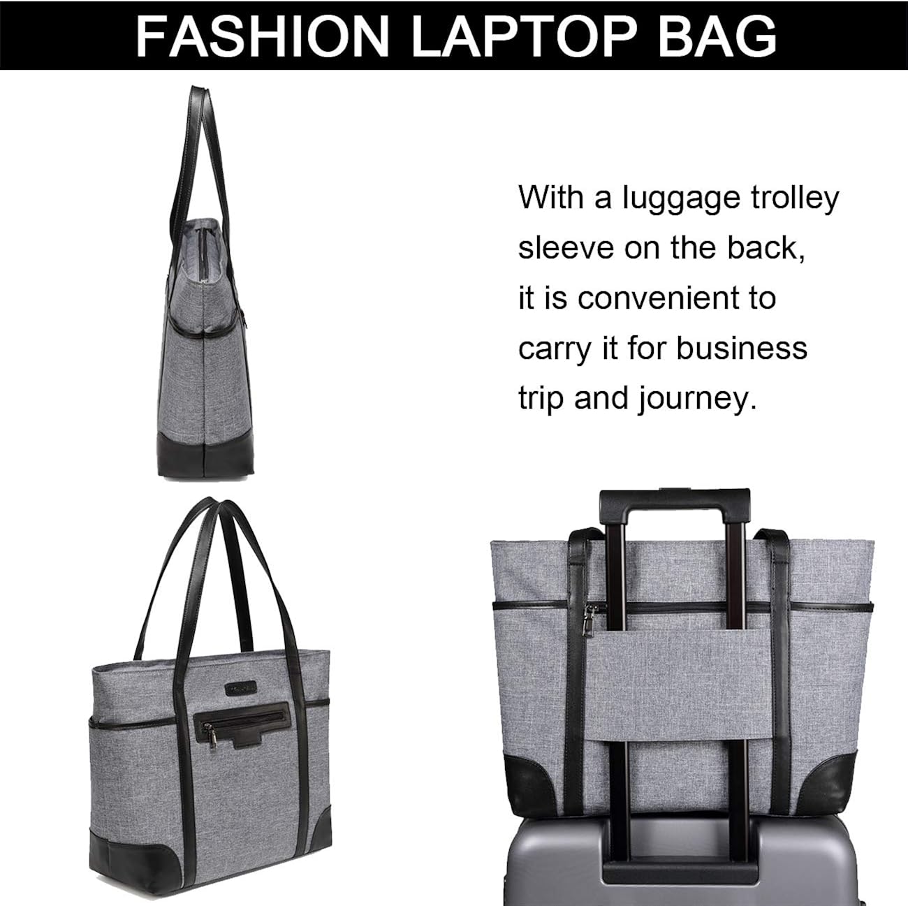 Chase Chic Laptop Tote for Women Waterproof Large Shoulder Bag, 15.6 inch Computer Work Bag - Image 5