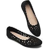 BABUDOG Mesh Ballet Flats Shoes for Women,Womens Flats Dressy Comfortable,Women's Dress Shoes with Flower Eyelets,Slip on Casual Walking Flats